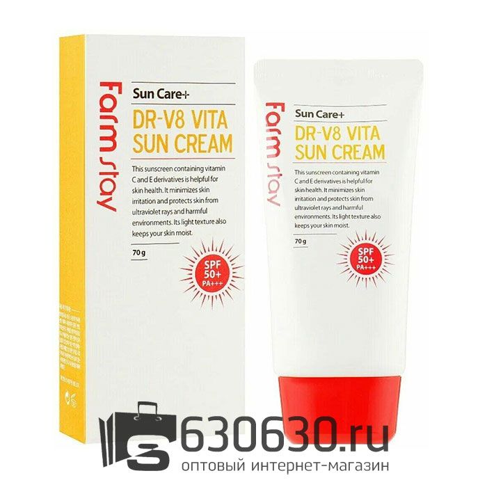 Витаминизированный солнцезащитный крем FarmStay "DR.V8 Vita Sun Cream SPF 50+/PA +++" 70g