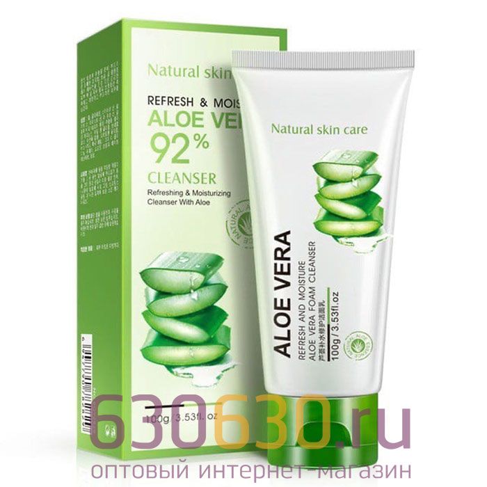 Увлажняющая и очищающая пенка для лица с экстрактом ALOE VERA 92% Cleanser Refresh & Moisture Natural Skin Care 100g