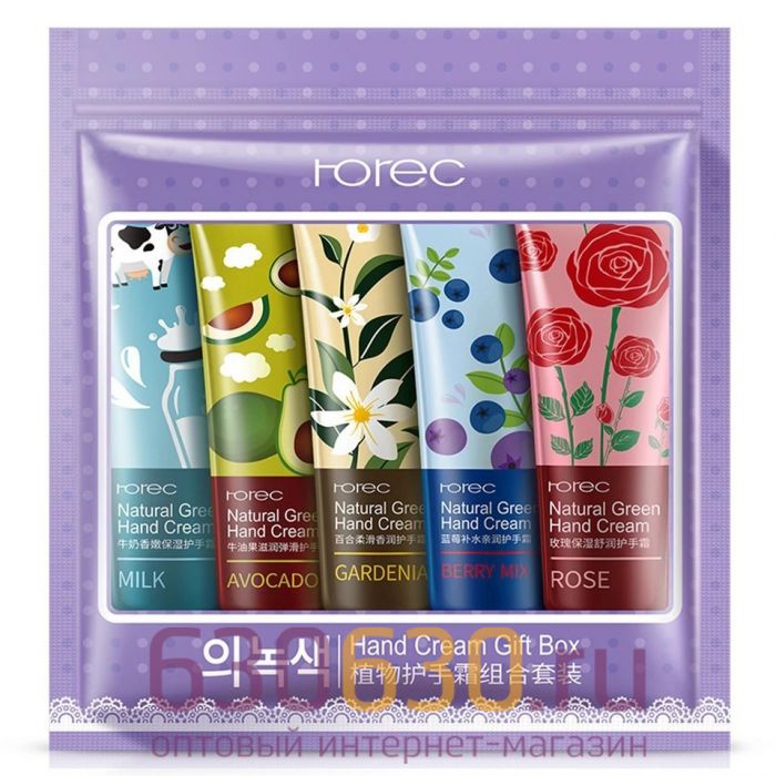 Набор кремов для рук 5 in 1 Rorec "Plant Hand Cream Gift Box" 5 x 30 g