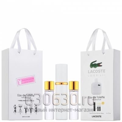 Travel Pheromon Lacoste "Lacoste L.12.12 Blanc Eau De Toilette" 3x15 ml