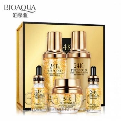 Набор с частицами золота и гиалуроновой кислотой Bioaqua 24K Pure Gold Set