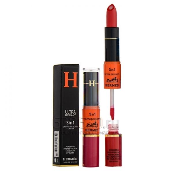 Помада для губ Hermes "Ultra Briliant 3 in 1 Lipstick Lip Gloss & Lip Balm" (12 in 1)