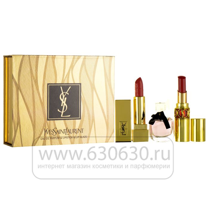 Парфюмерный набор YSL "Parfum * Lipstick * Lip Glaze"