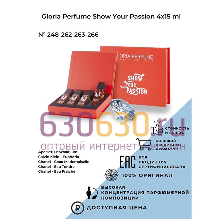 Подарочный набор Gloria Perfume "Show Your Passion" 4 x 15 ml